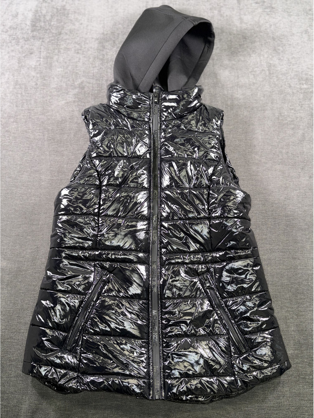 Michael Kors Black Puffer Vest with Hood, Size Small